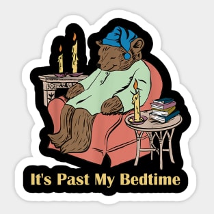 It's Past My Bedtime Bear Taking a Nap Next to Books Sticker